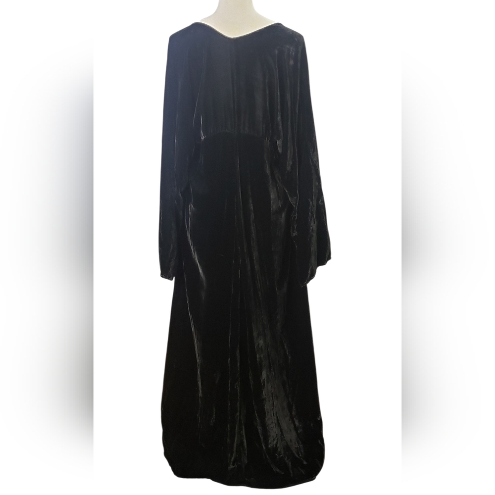 Women's Black Velvet Square Neck High Low Maxi Dress Witchy Goth Victorian - Picture 3 of 13